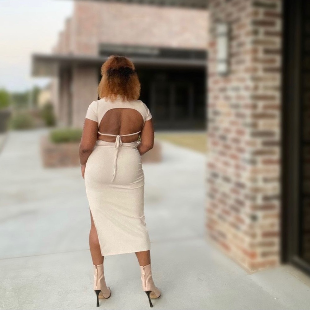 Blush Pink Ribbed Dress - Picture 2 of 2